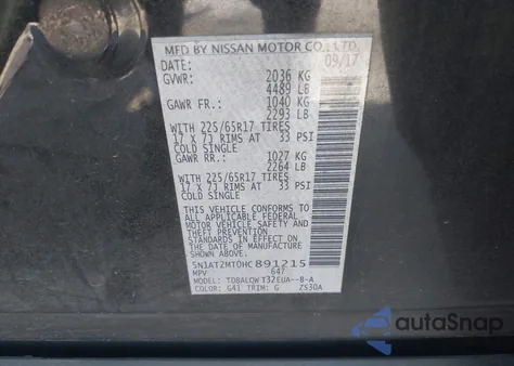 2017 Nissan Rogue Sv from USA, damaged, VIN 5N1AT2MT0HC891215